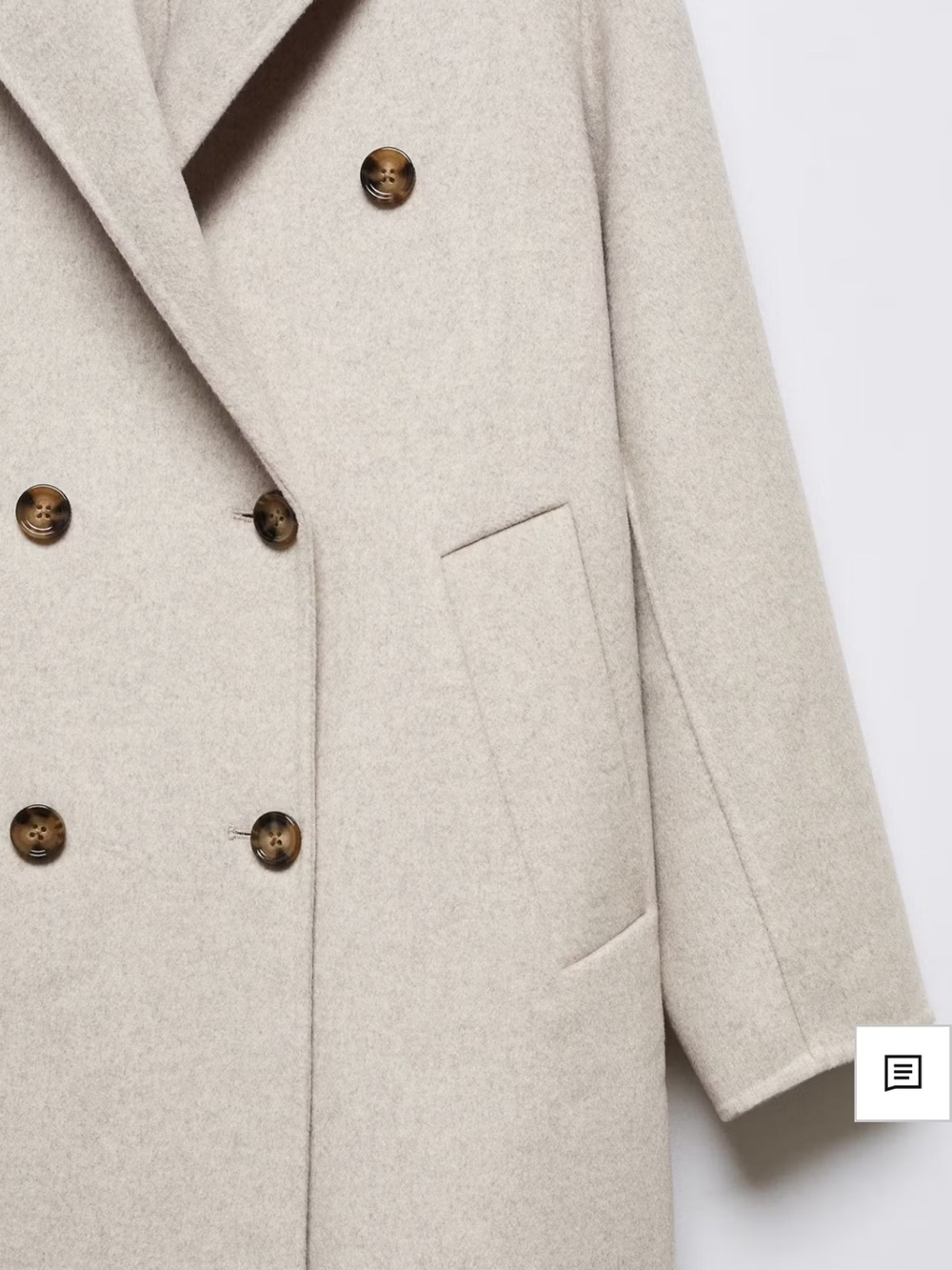 Wool-Blend Double-Breasted Women's Coat in Light Beige handmade - Picture 7 of 7